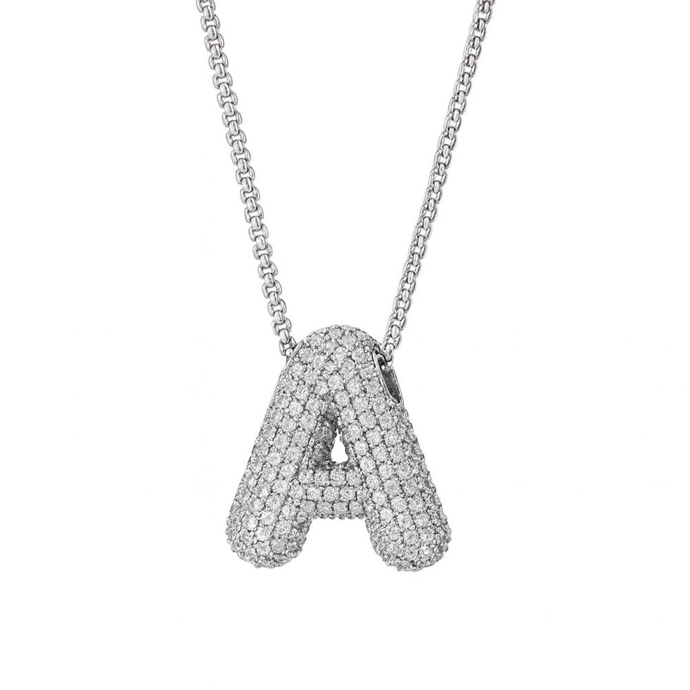 Silver Initial Pendant Necklaces (5103)